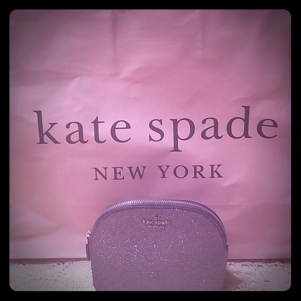 Cosmetic bag black silver kate spade